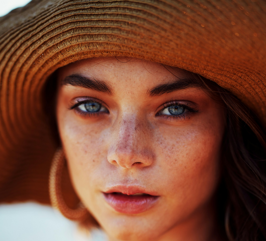 woman wearing contact lenses on the beach